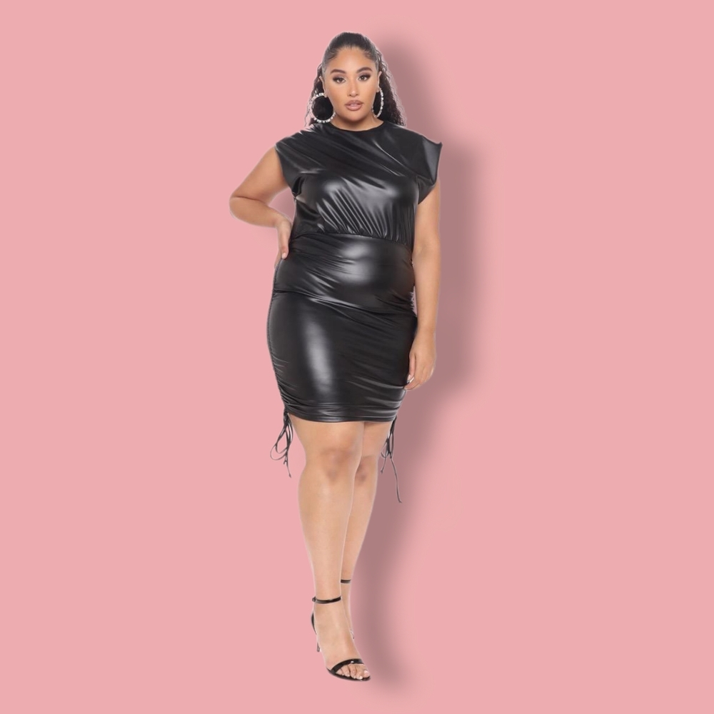 Faux leather  plus size dress
